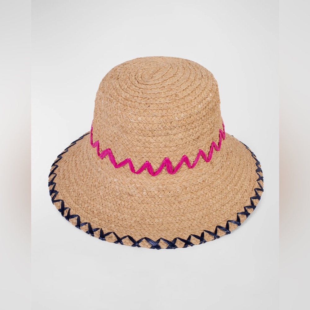 Raffaello Bettini Zig Zag Straw Bucket Hat